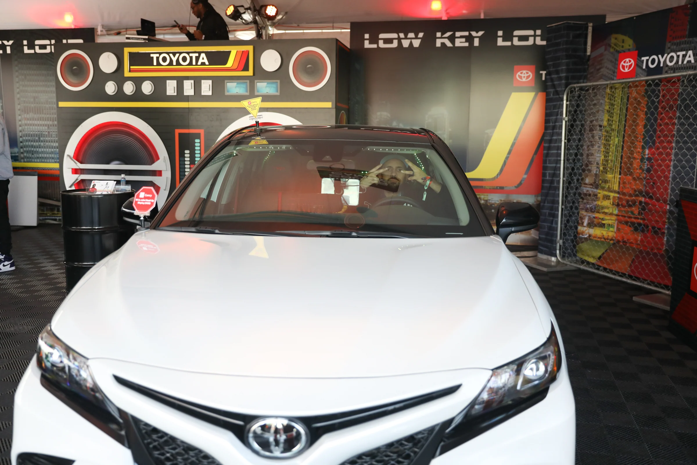 Toyota Camry parked inside the Low Key activation build